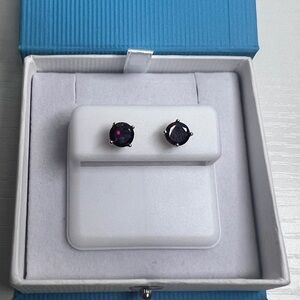 925 Sterling Silver Garnet Earrings (gold tone)